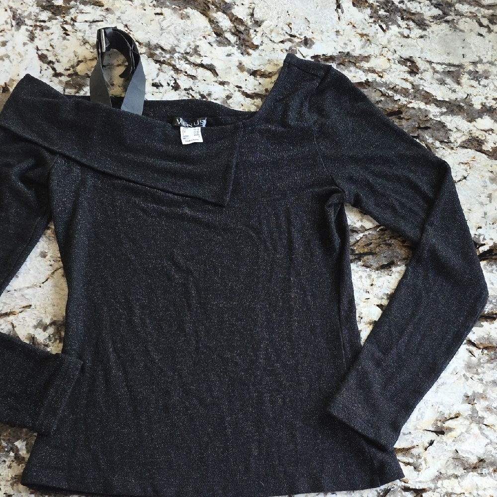 VENUS Charcoal Glitter Top